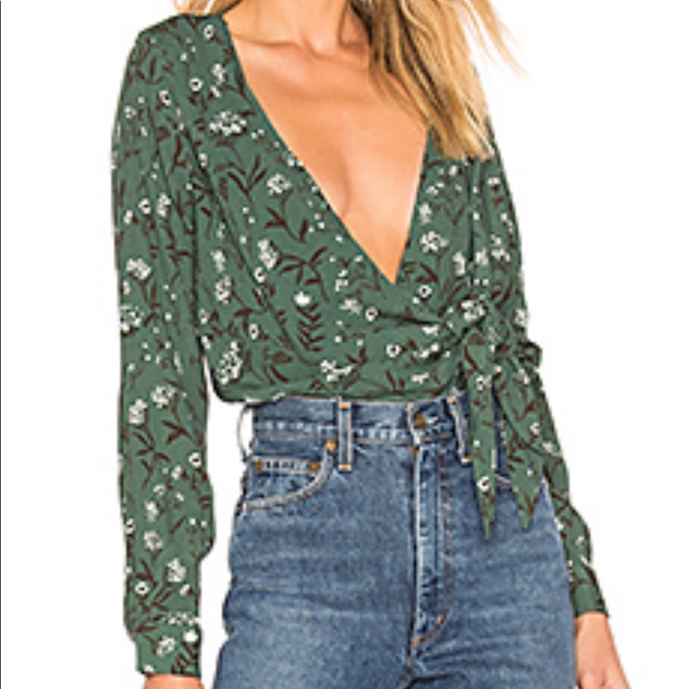 Revolve Capulet Green Floral Long Sleeve Bodysuit